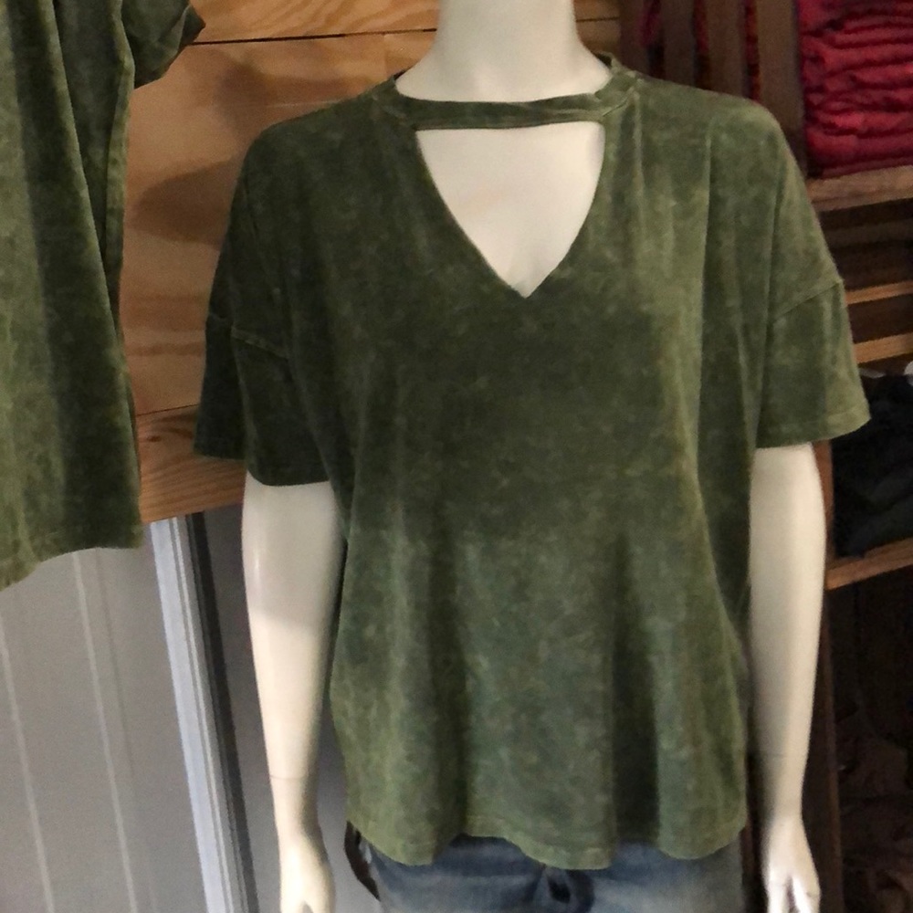 Dye mock neck top